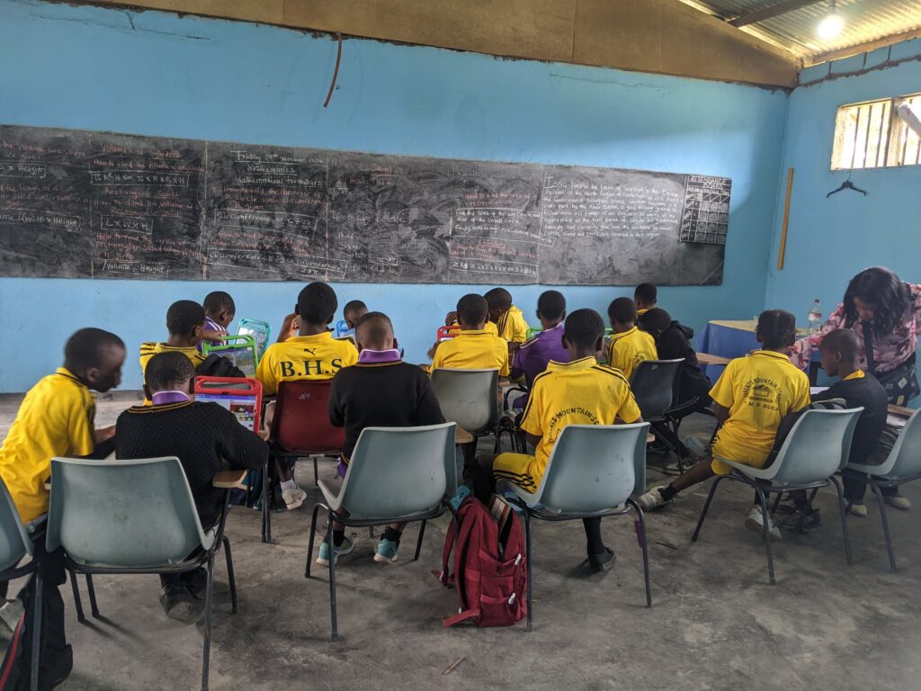 a group of people in a classroom